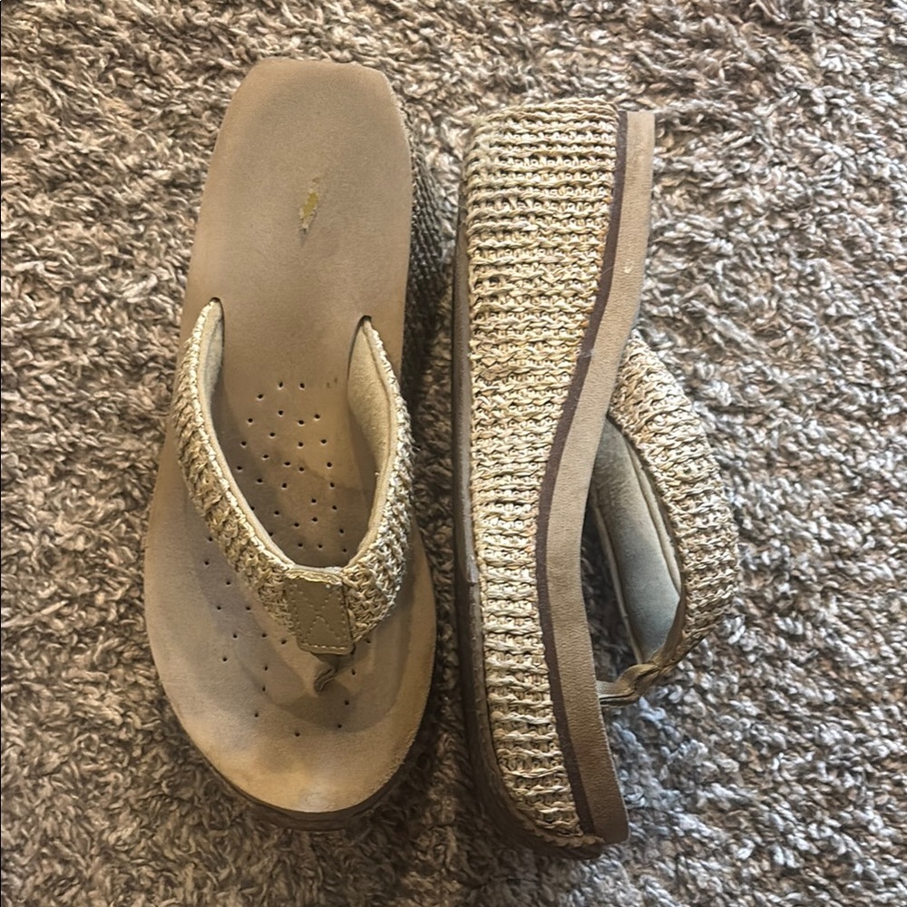 Volatile Tan Platform Sandals with Woven Strap